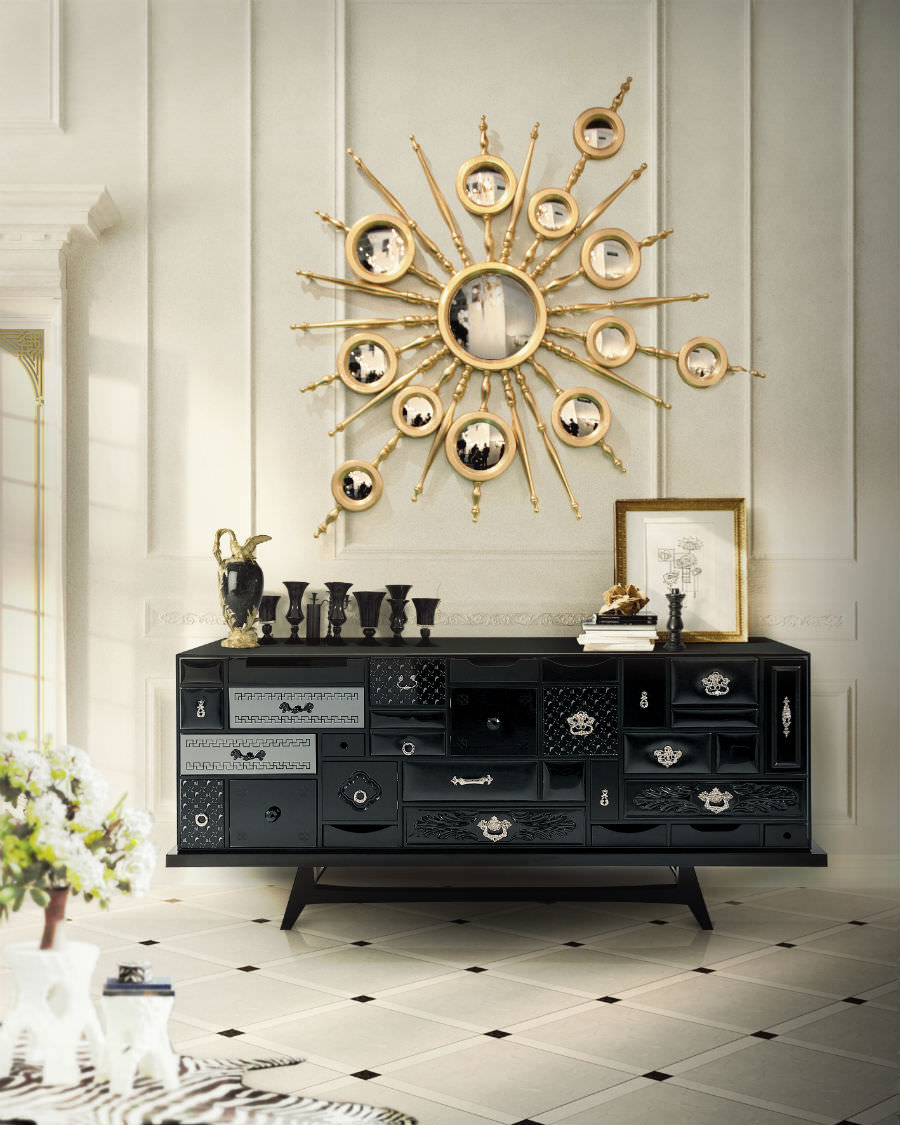 This stunning sideboard is composed of a collection of styles and typologies with finishes from black glass to white leather and white lacquer to miniature BL logo’s (...)
