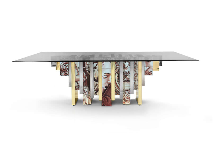 The Heritage Dining Table, is a highly sophisticated piece inspired by Portuguese history through the use of traditional hand-painted tiles. Its noble design features bold (...)