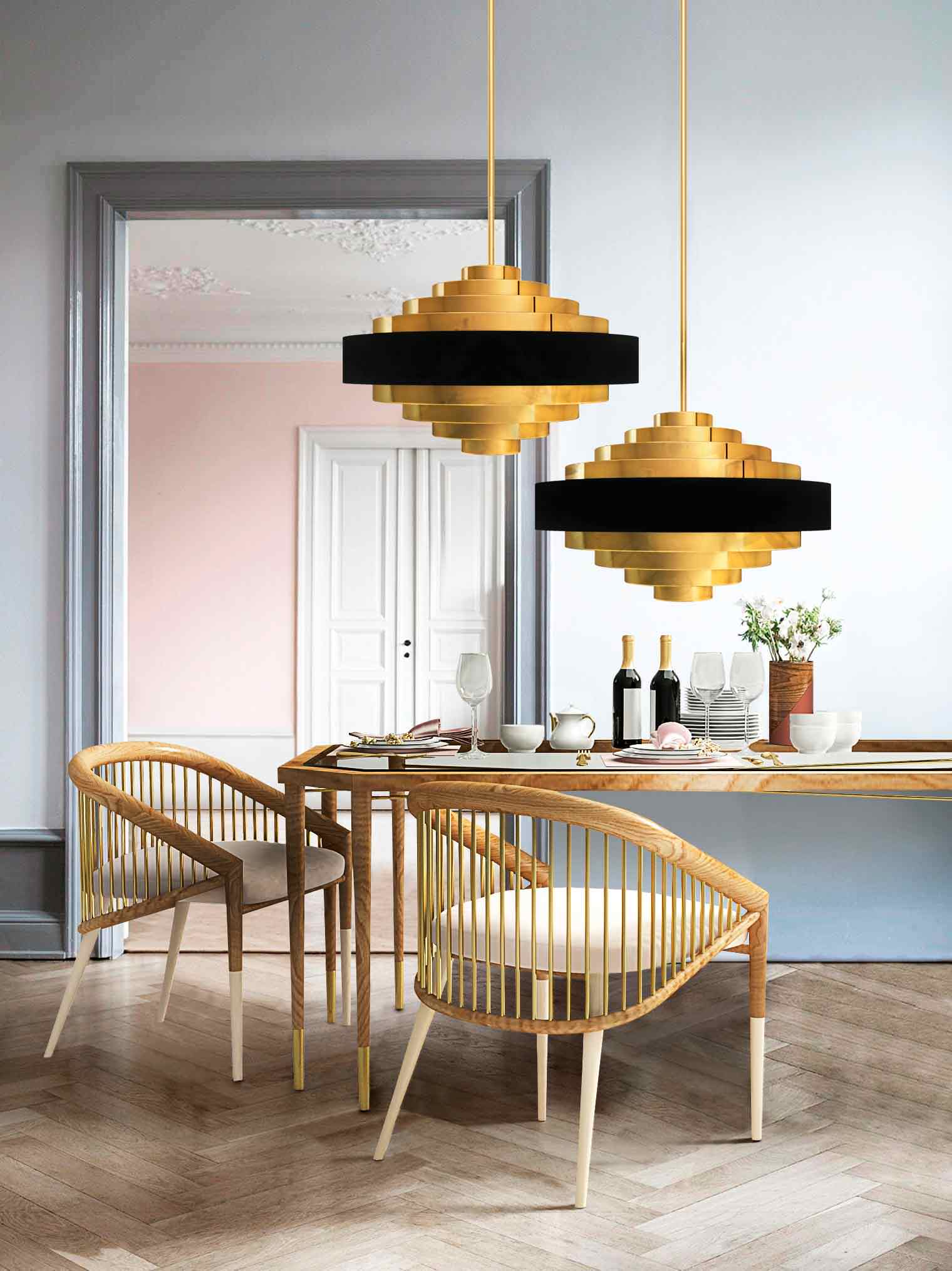 The polished brass tubes add a refined and sophisticated look to this design chair. Perfect for an elegant dining room.