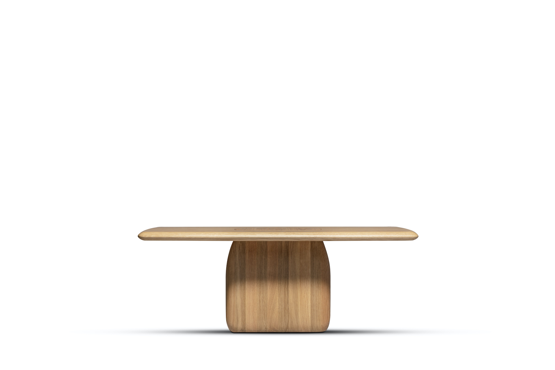 A composition that includes a set of two coffee tables and one side table. Bossa rectangular coffee table features a structure in natural oak.